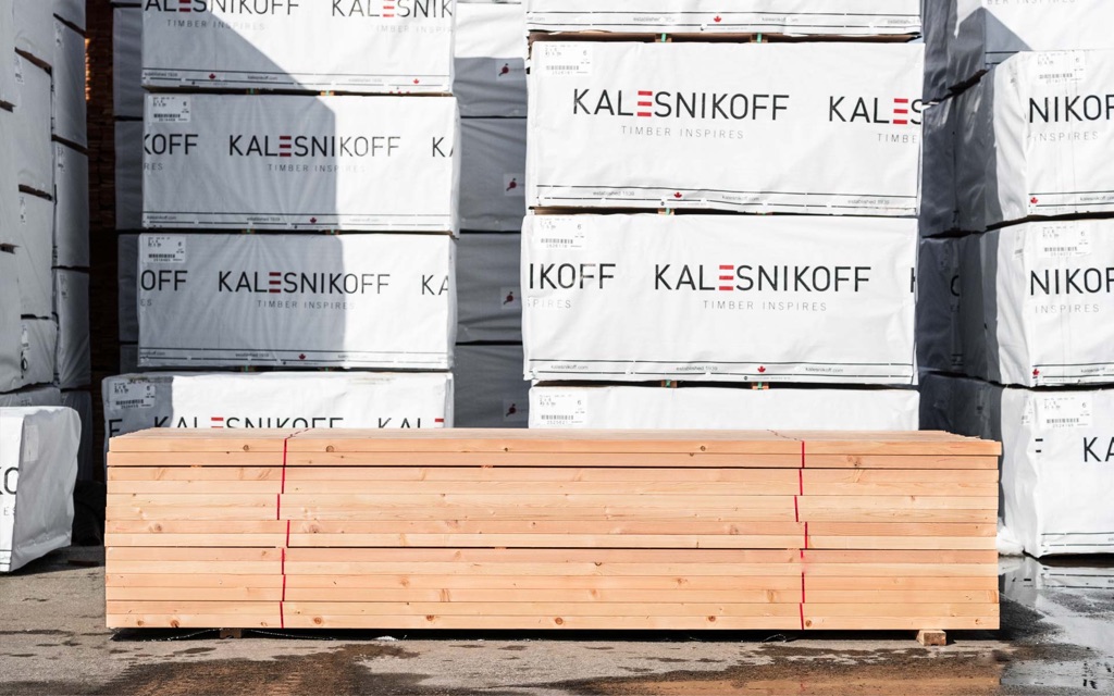 japan zairai taruki lumber piled on palette in mass timber facility