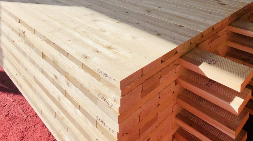 palette of neatly stacked mass timber access mats