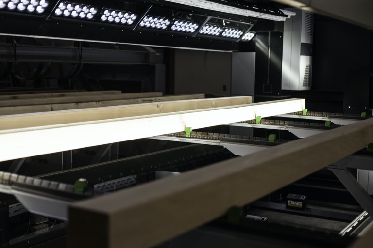 engineered mass timber product on production line