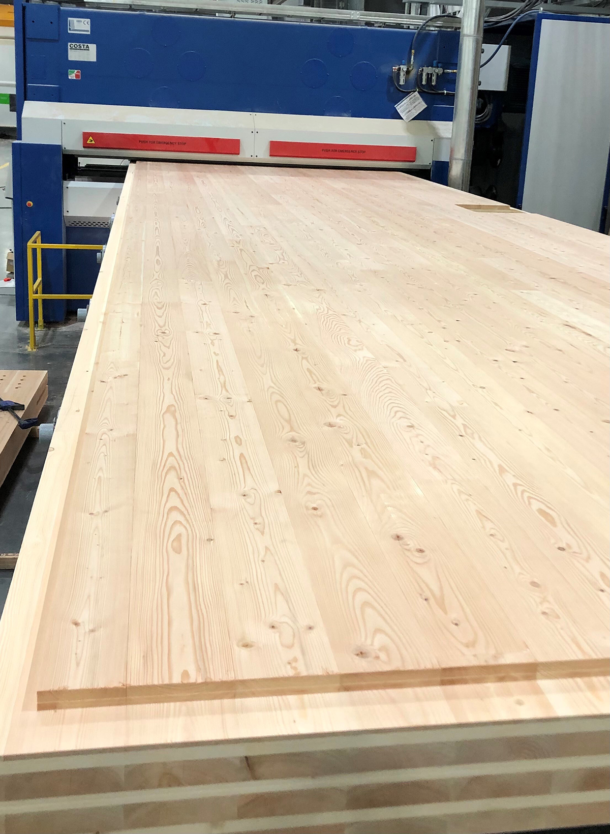 Mass timber panel at manufacturing facility