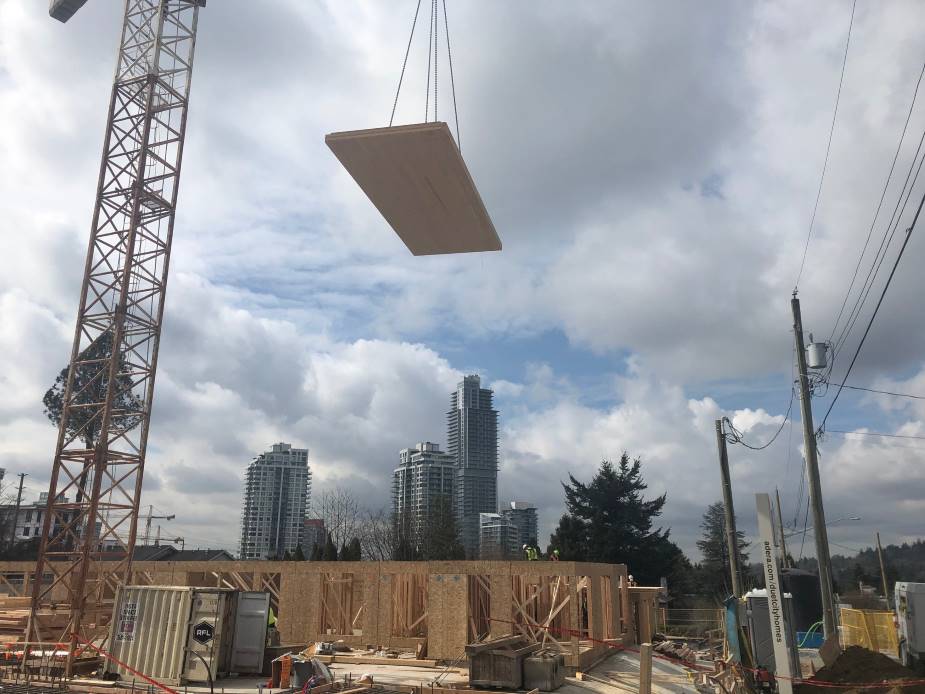 CLT panel dropping in on construction site