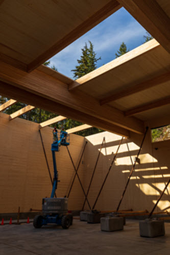 mass timber shop under construction