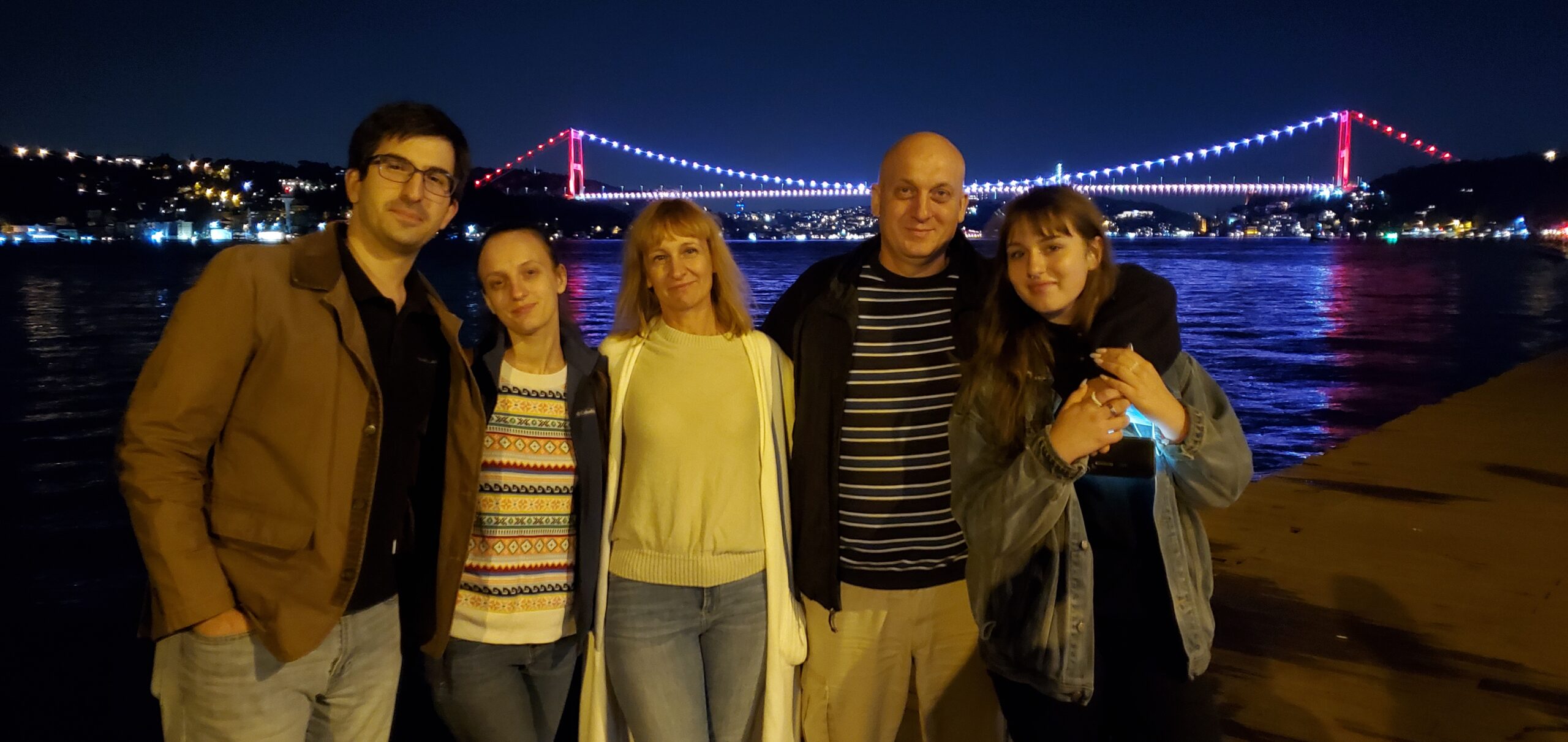 The family poses in Istanbul, Turkey (Emre Senay’s hometown) in happier times during a visit in September 2021.